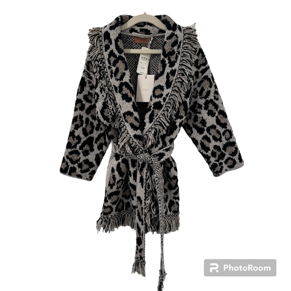Alanui Kids Wild Spirit Cardigan Leopard Print Size 6 - Picture 3 of 16